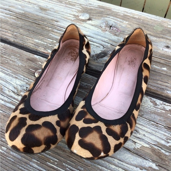Pretty Ballerina Shirley Leopard Pony Flats Women Shoes - Picture 1 of 7